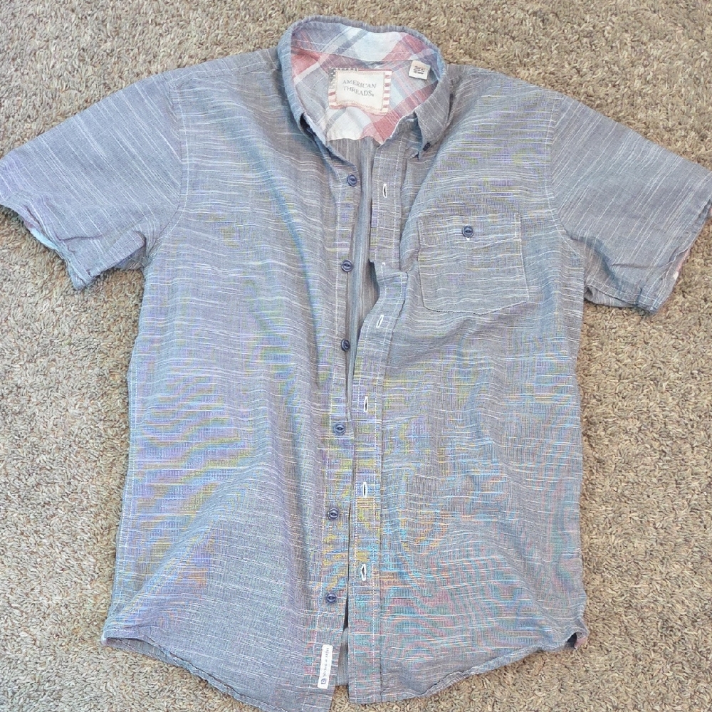American Threads Casual Blue Button Down Shirt